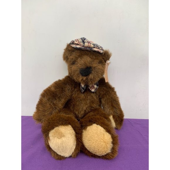 A Fiesta Toy Brown Long Leg Bear Brown 19 Inch Plaid Hat Bow Brown Plastic Eyes - Picture 2 of 14